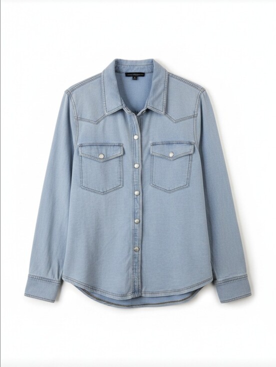 Jane and Delancey Jackets & Blazers - Jane + Delancey Women's XL Light Wash Denim Knit Western Button Front Shirt